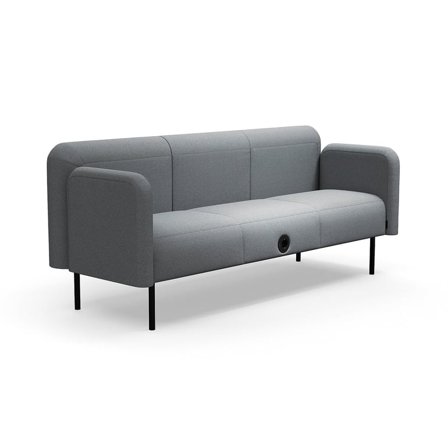 Soffa VARIETY, 3-sits, USB-C/220V-uttag, tyg Pod CS, silvergrå