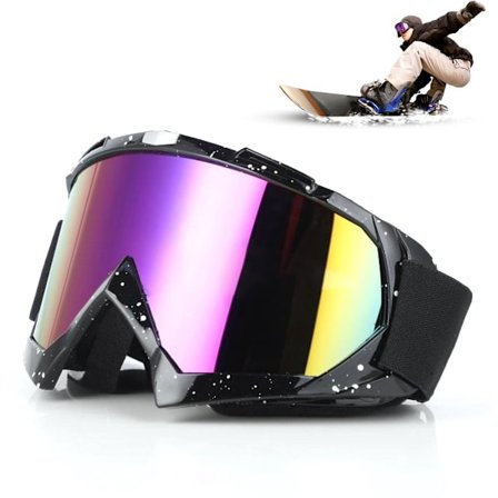 Skibriller, Unisex Skimasker og Motocrossbriller, TPU-materiale, Farget Speillinse, Komfortabel Skumpolstring, Svart og Hvit