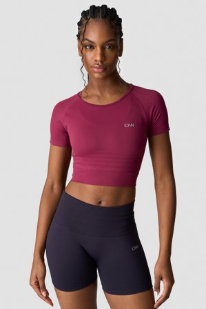 ICANIWILL - Define Seamless Cropped T-shirt Wmn Magenta Rose - Dames - sportkleding van ICIW