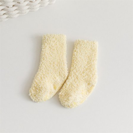 Babysokker Plys Fluffy Sokker GUL S