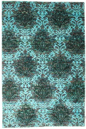 Kamala 190X290 Light Blue/Multicolor Silk Rug