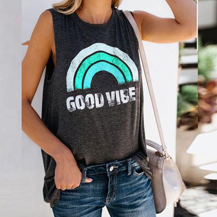 Ärmlösa Linnen För Kvinnor Med Rund Hals T-shirts