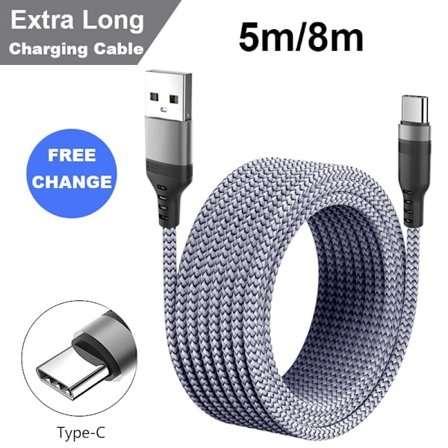Extra lång 8M iPhone-kabel grå