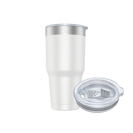 Hvid-900ml Kaffe- og Te Termokrus (10 Farver) til Transport i Hånden eller i Bil - Termokrus i Rustfrit Stål med Låg, Flaske i Rustfrit Stål