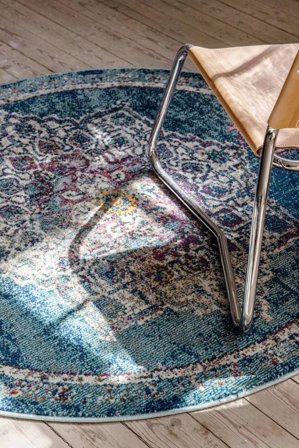 Medallion Balmoral Dark Teal Round Small Oeko-Tex Rug