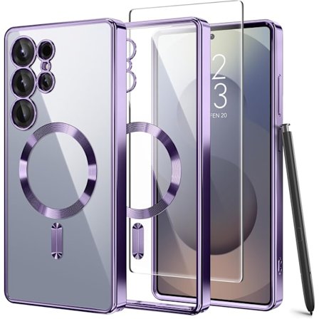 Magneettikotelo Samsung Galaxy S25 Ultra, yhteensopiva MagSafe-laitteiden kanssa, [Täysi kameran suojaus] [Näytön suojaus] Iskunkestävä pinnoitettu 