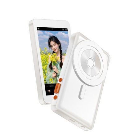 Magnetisk trådløs telefonskjermspeilingsadapter med bakkamera for Vlog Live Streaming Display Hvit