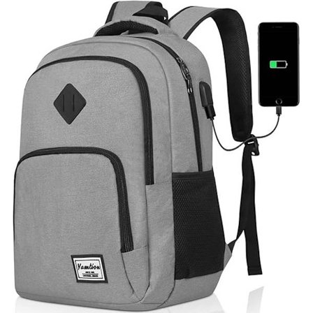 Laptop rygsæk skoletaske med USB-opladningsport til mænd og kvinder, vandtæt