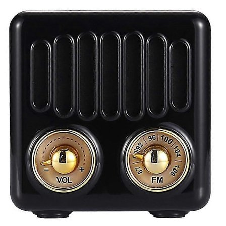 Retro Radio Bluetooth-högtalare, FM-radio med gammaldags klassisk stil, AUX Bluetooth TF-kort MP3-spelare (Svart)