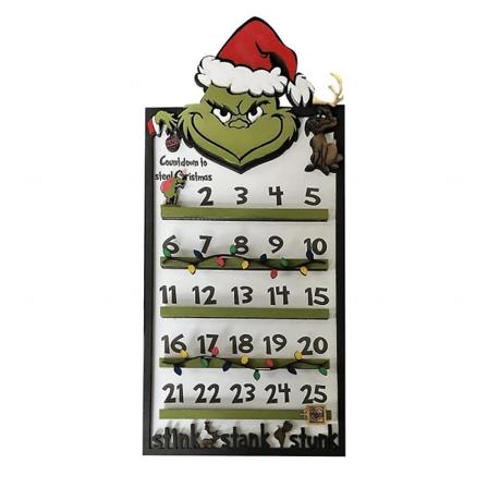 2023 Jul Træ Grinch Adventskalender 24 Dage Nedtælling Antal Dato Xmas Ornament Hjem Vægdekoration Gave