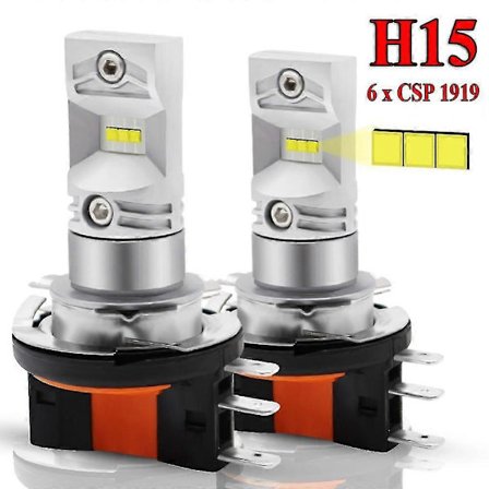 2 stk. H15 LED Tåkelys Høy Effekt Kompatibel med Bil Auto Ekstern LED Tåkelys Frontlykt