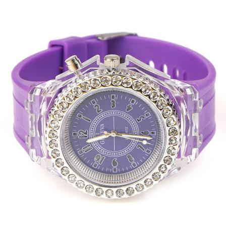 Flash Luminous Personlig Strass Led Watch Jellies Light