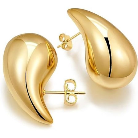 Kraftiga Guldörhängen - Kraftiga Guld Droppformade Örhängen - Allergivänliga Guldörhängen Mode Smycken Present till Kvinnor Flickor