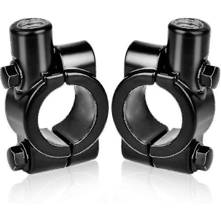 2 stk. Motorsykkel Speilbrakett For 22mm Styre - For 10mm Sidespeil, Aluminium (svart)