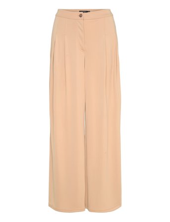 Lauren Ralph Lauren Pleated Stretch Jersey Wide-Leg Pant - Beige - 42