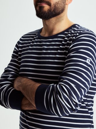 Polarn O. Pyret - Striped long-sleeved top for adult - M - Childrenswear - blue