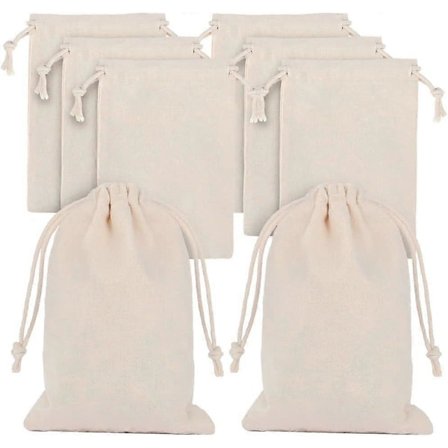 25 stk små bomullsposer, 10x15cm stoffpose med snor bomullspose, jutepose med snor liten gjenbrukbar jutepose (FMY)