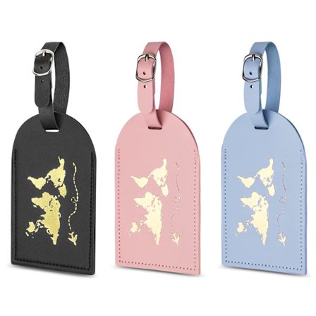 3-pak bagagemærker, kuffertmærker med adresseetiket, navneskilt i læder, kuffert håndtasker ID-mærke rejsetilbehør