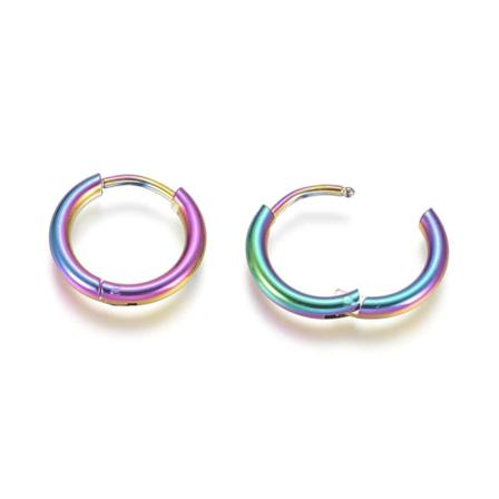 1 par 12-13 mm Hoops øreringe i 316L Rainbom farvet stål