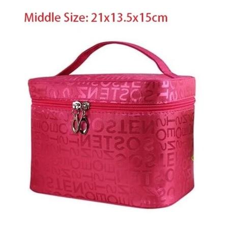 Extra stor kapacitet Kvinna Kosmetiska väskor Stora resor Toalettväska Bokstavsmönster Nödvändigt Organizer Sminkväska Förvaring ZL100-D middle rose 