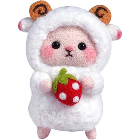 Nålfiltningsstartset DIY Fårullfiltverktyg Söta får med grundläggande filtverktyg (Vit får) färg 1