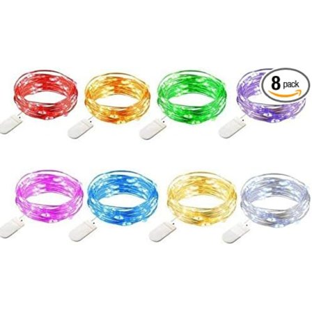8-pack 2 m 20 LED Batteridrivna Slingor med Ljusslingor Mini Koppartråd Ljusslingor, Eldfluga Stjärnklara Månljus för Sovrum Bröllop DIY