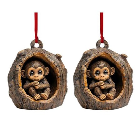 2 stk. Juletræspynt med dyr, 2D akryl skovdyrsdekoration, let at hænge, dyredekoration i træhul til kaminhylde, træ, krans