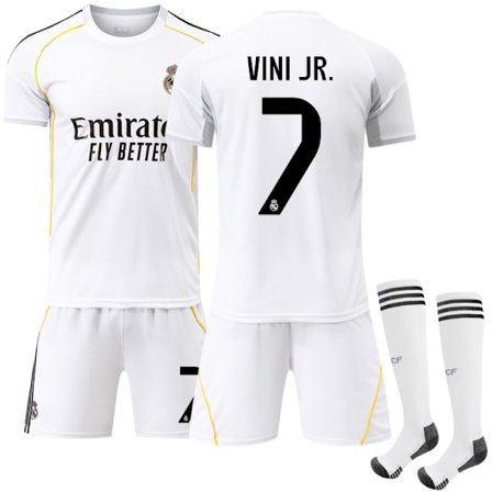 2025-2026 Real Madrid Hjemmedrakt Barn Voksen Vinicius Nr 7 VINI JR Nr 7 VINI JR Nr. 7 VINI JR