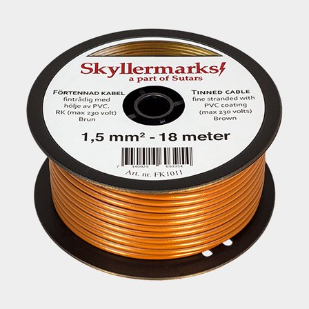 Förtennad kopparkabel Skyllermarks RK, rund, enledad, 1.5 mm², 18 meter, brun