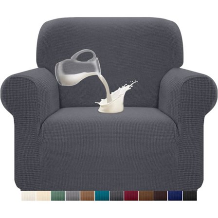 Spandex Jacquard Vattentät Stretch Soffa Överdrag med halkfri skum (1 Sits, Grå)