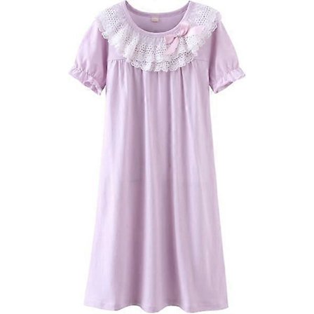 Matchende blonde- og sløyfepyntede nattkjoler for mor og datter, 100 % bomull, nattøy for småbarn 140 cm Lys rosa 140 cm Light Pink