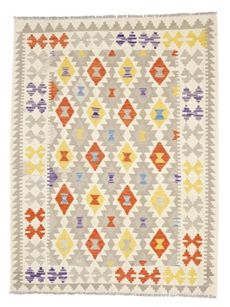 Kelim Afghan Old Stil Teppich Handgewebt 157X207 Beige/Gelb Afghanistan