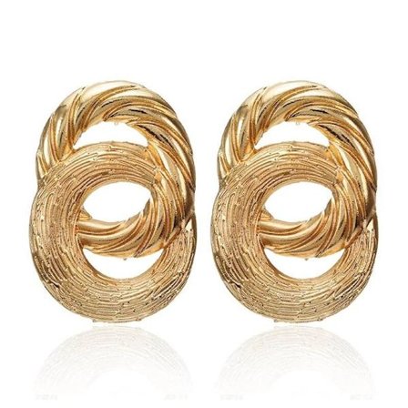 Glam Guld Örhängen med Dubbla Mönstrade Ihopsatta Cirklar/Ringar