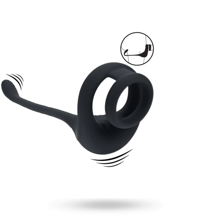 Dual Motor Silicone Cockring with Prostate Stimulator - Black - Vuxen.dk: For ham