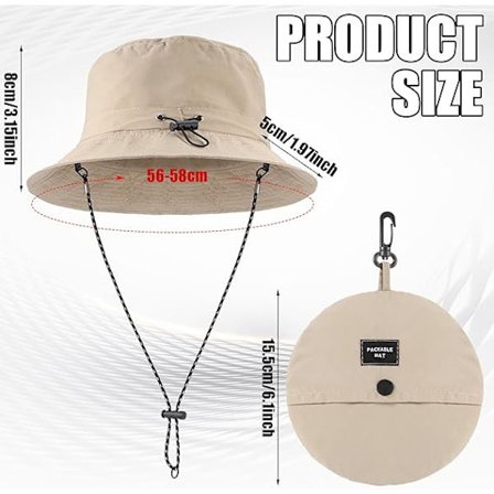 Safarihattu, vedenpitävä hattu miehille ja naisille, kannettava säädettävä lierihattu UPF 50+, kalastushattu boonie-hattu säädettävällä narulla