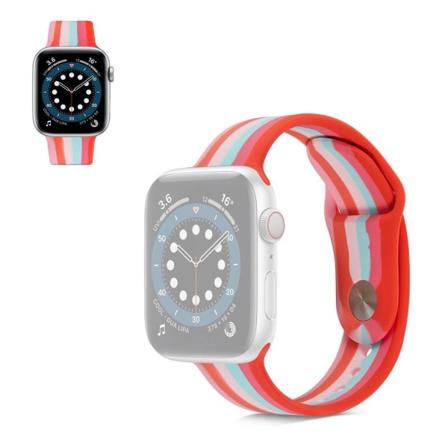 Apple Watch 40mm sateenkaarenvärinen silikoninen ranneke - Punainen / Koko: L Red