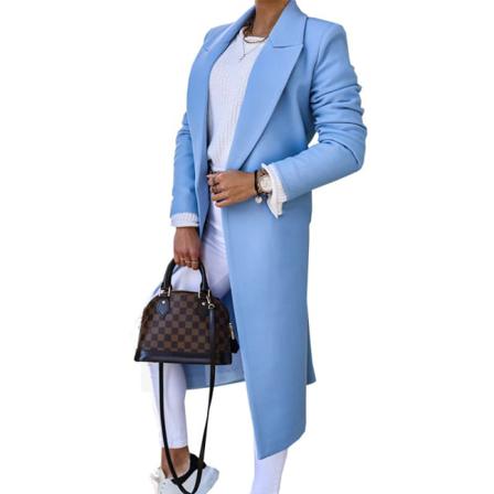 Ladies Notch Lapel Solid Color Outwear Open Front Trench Coats