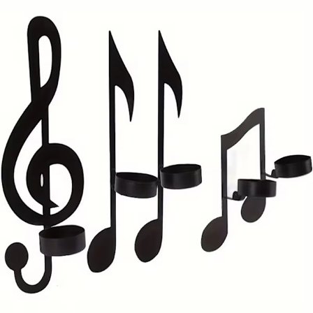 Sort Musiknode Væglampe, Diskantnøgle Musiknode Vægindretning, Vintage Art Musiknode-Stil Lysestager Hjemmeindretning Hængende Metal Væg Skilt
