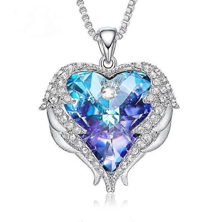 Engel Vinge Kærlighed Hjerte Halskæder til Kvinder, Sølvfarvet Vedhæng Halskæde Smykker Gaver til Hende til Jul, Valentinsdag/Mors Dag, Fødselsdag G