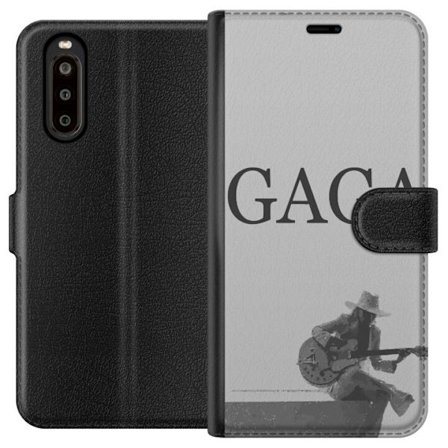 Kompatibel Tegnebogsetui til Sony Xperia 10 II Stitch omgivet af blåbær med sød kawaii-stil teddybjørn