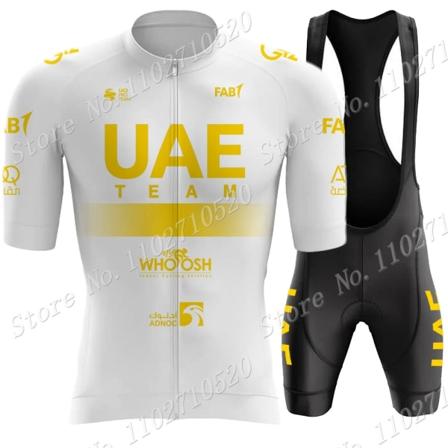 Sort UAE Team 2023 Golden Cykeltrøje Sæt Kortærmet Herretøj Landevejscykelskjorter Suit Cykel Bib Shorts MTB Maillot 7 S