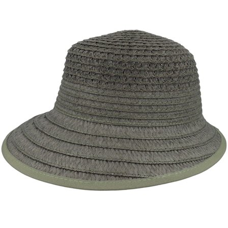 Seeberger - Vihreä straw Hattu - Paper straw bonnet Khaki Cloche @ Hatstore