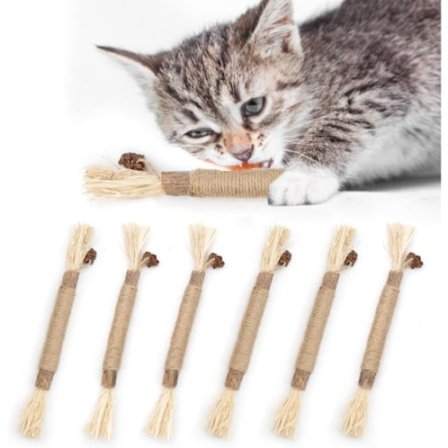6-pack Naturliga tuggleksaker, kattleksaker, bra present till kattungar