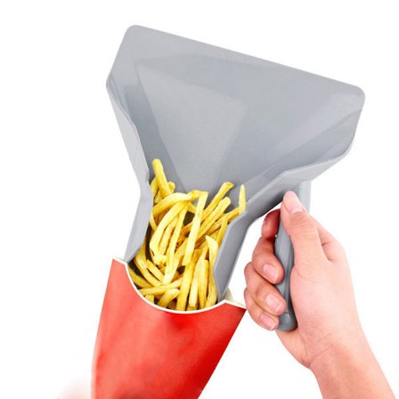 Chip Scoop Pommes frites -klass Plastskyffel Friteringsskopa med H Grå one size
