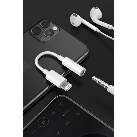 SiGN Lightning til 3,5 mm AUX-adapter - Hvid