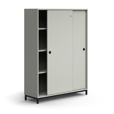 Schiebetürenschrank QBUS, abschließbar, 1636x1200x400 mm, schwarz, hellgrau