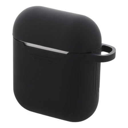 AirPods 1/2 silicone case, keyring hole, easy to grip, black