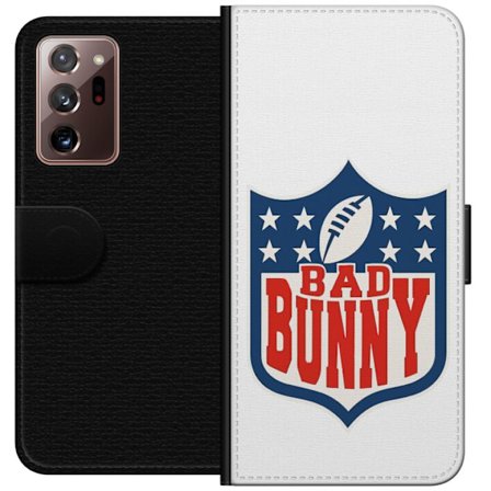 Kompatibelt Lommeboketui til Samsung Galaxy Note20 Ultra Bad Bunny rød grafisk plakat med portrett og typografi i latinamerikansk popdesign