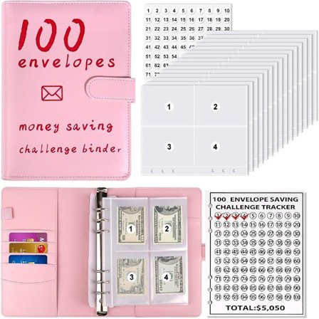 100 kirjekuoren haaste Binder Kirjekuoret Säästöhaasteet