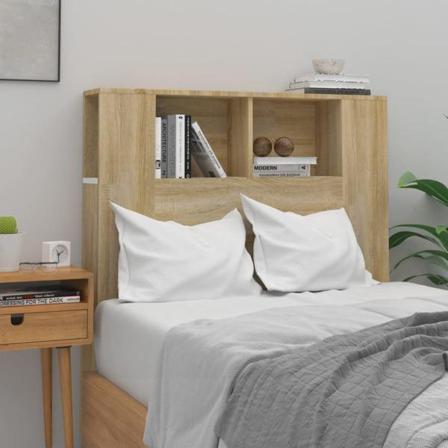 Vidaxl Huvudgavel Med Förvaring Vit Och Sonoma-ek 100x18,5x104,5 Beige